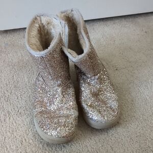 Cat & Jack Glittery Gold Kids Snow Boots